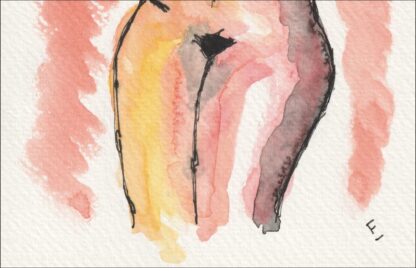 Figurative Painting Of A Female In Watercolour And Ink, Original Signed Wall Art - Image 3
