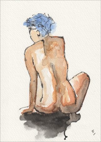 Figurative Nude Female Watercolour Sketch Original Signed Contemporary Art