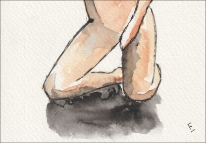 Original Figurative Female Painting In Watercolour And Ink, Signed Wall Art - Image 2