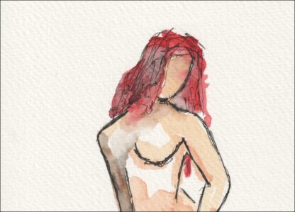 Original Figurative Female Painting In Watercolour And Ink, Signed Wall Art - Image 3