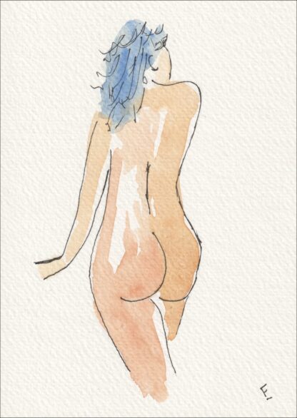 Original Figurative Nude Female Watercolour, Contemporary Signed Feminine Art