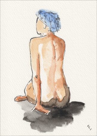 Original Signed Figurative Watercolour Painting Of A Nude Female Wall Art