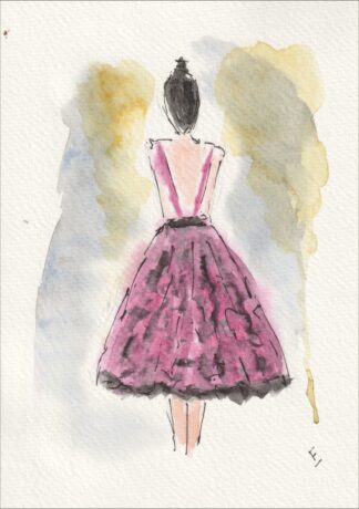 Figurative Female Watercolour And Ink Sketch, Original Signed Contemporary Art