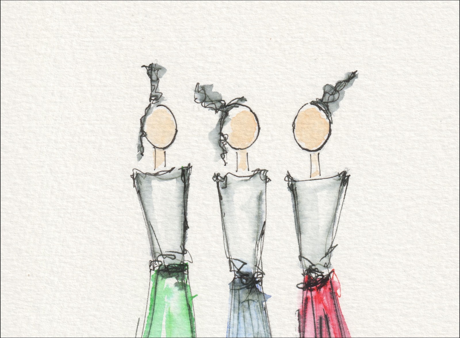 Female Wall Art, Figurative Painting Of Three Women, Original Signed Watercolour - Image 2