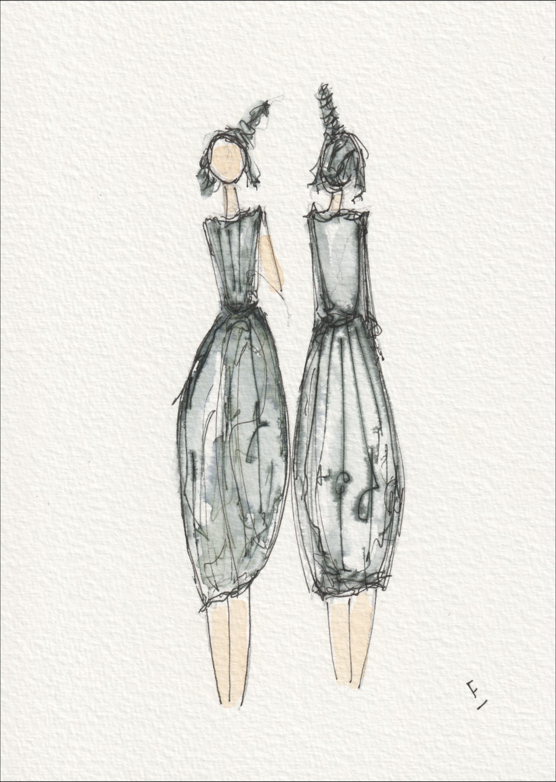 Female Wall Art, Figurative Painting, Original Signed Minimalist Watercolour