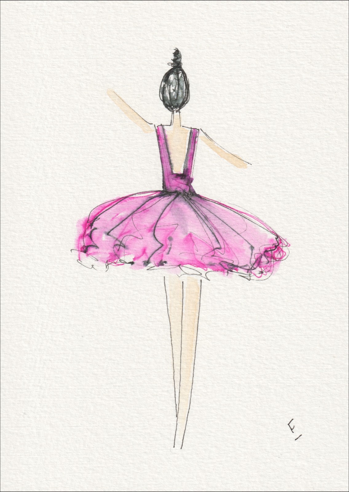 Ballet Wall Art, Original Painting In Watercolour And Ink, Ballerina Home Decor