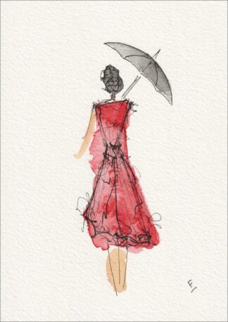 Female Wall Art, Figurative Minimalist Painting Of A Woman With Umbrella