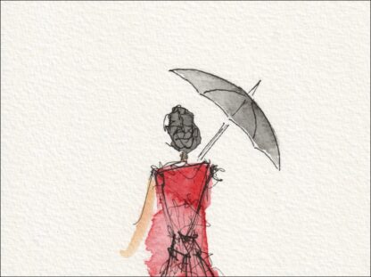 Female Wall Art, Figurative Minimalist Painting Of A Woman With Umbrella - Image 2