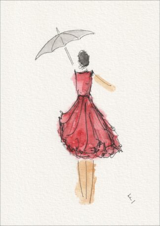 Female Wall Art, Figurative Minimalist Painting Of A Woman With Umbrella
