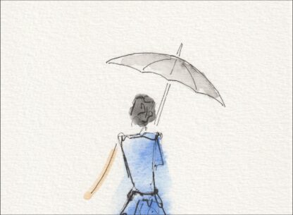Female Wall Art, Figurative Minimalist Painting Of A Woman With Umbrella - Image 2