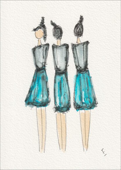 Female Wall Art, Figurative Painting Of Three Women, Original Signed Watercolour
