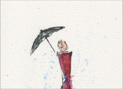 Female Wall Art, Figurative Minimalist Painting Of A Woman With Umbrella - Image 2