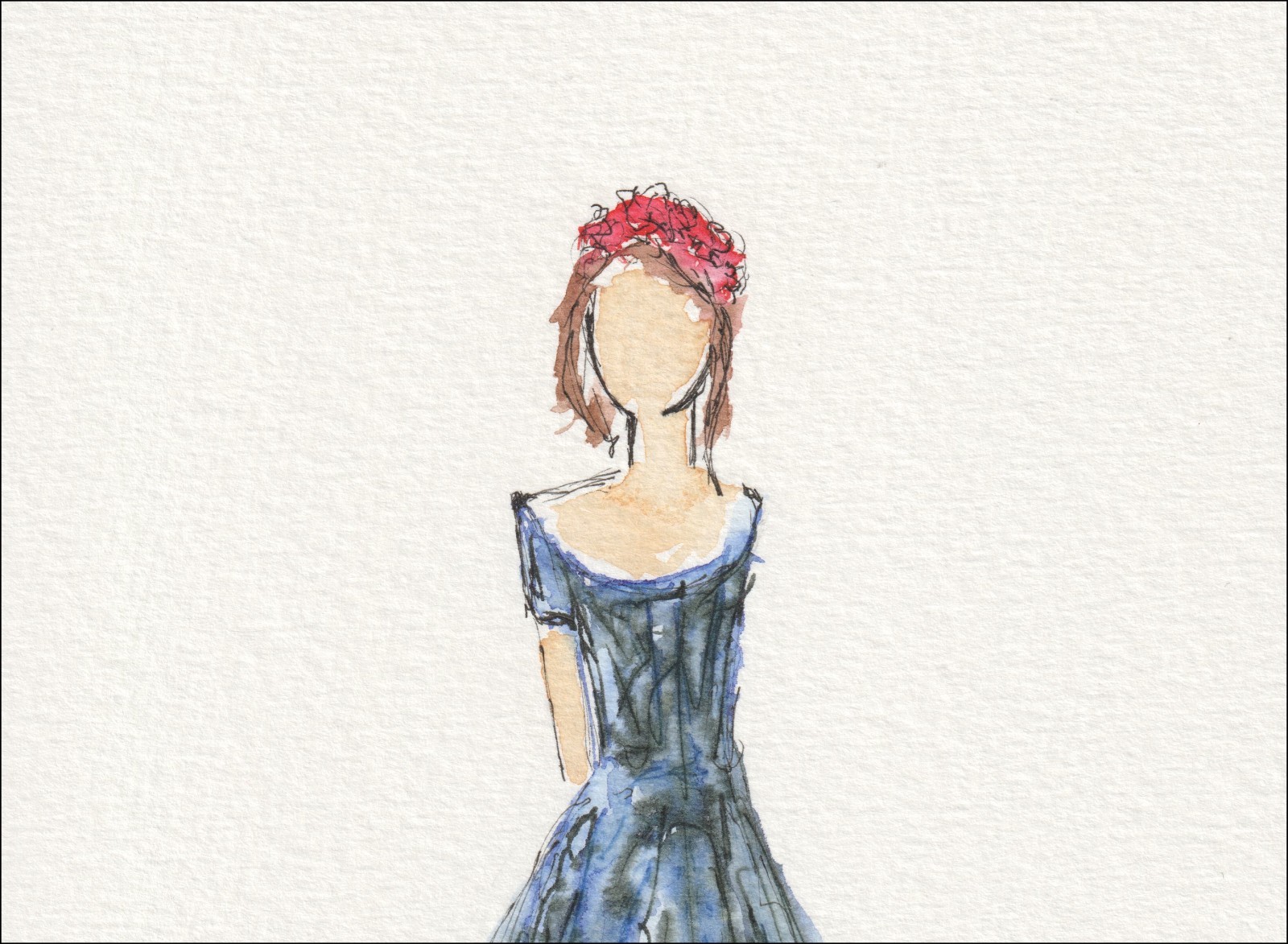 Presented in a graceful, three-quarter orientation, this original wash and ink piece investigates physical poise through a single, upright silhouette.