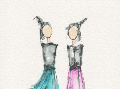 Female Wall Art, Figurative Painting Of Two Women, Original Signed Watercolour - Image 2