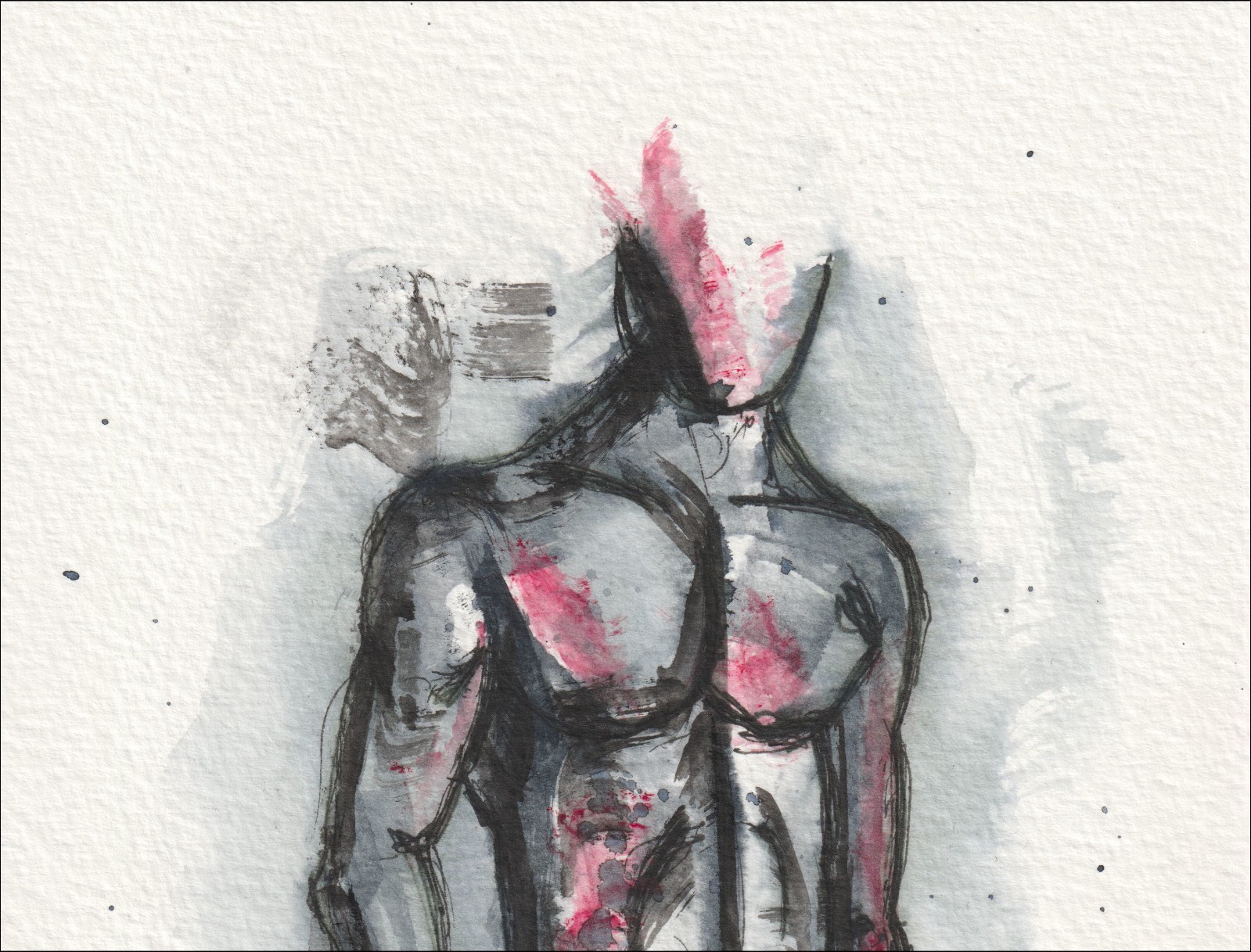 Male Figure Painting, Watercolour And Ink, Original Signed Abstract Wall Art - Image 2