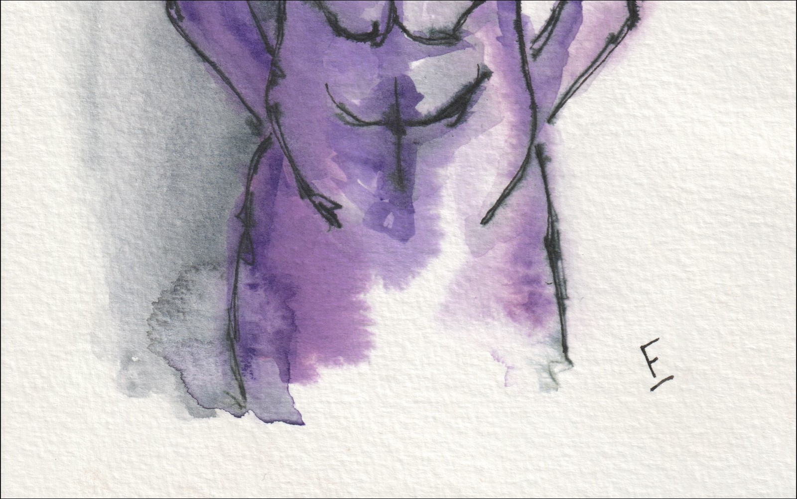 Figurative Male Painting, Watercolour And Ink, Original Signed Abstract Wall Art - Image 3