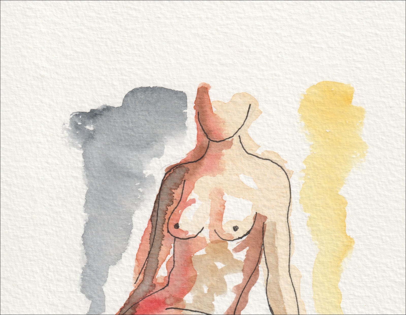 Original Signed Figurative Watercolour Painting Of A Nude Female Wall Art - Image 2