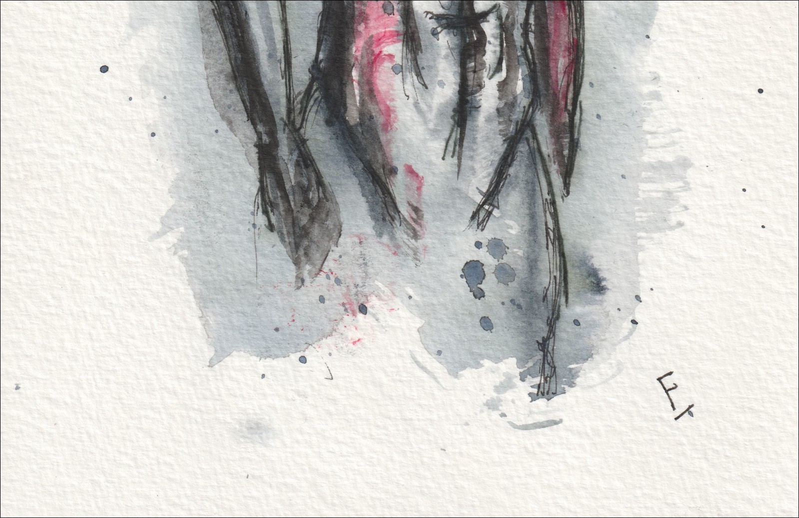 Male Figure Painting, Watercolour And Ink, Original Signed Abstract Wall Art - Image 3