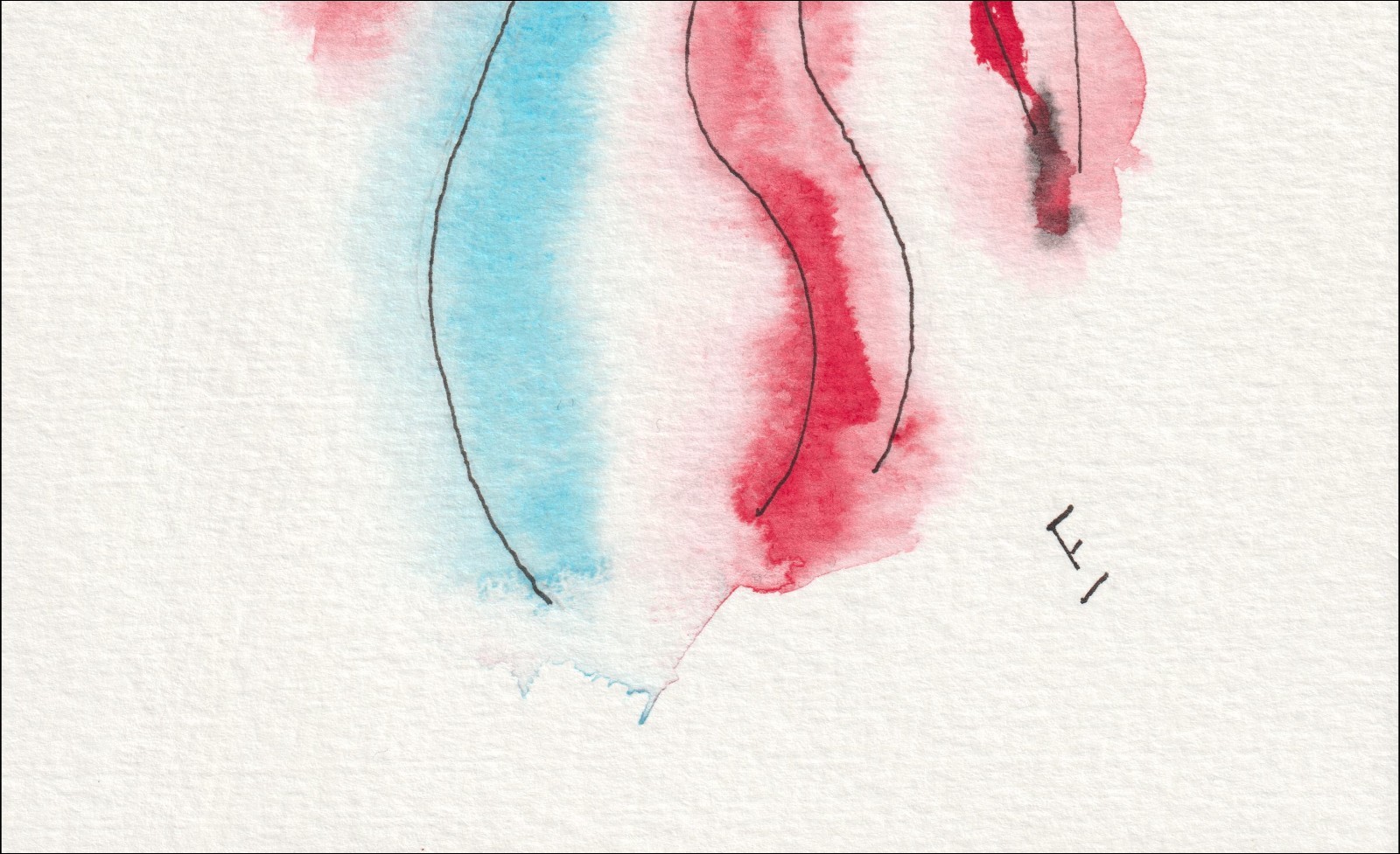 Captured from a clear, rear-facing orientation, this original wash and ink piece investigates linear alignment through a singular, standalone silhouette.