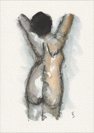 Figurative Female Watercolour And Ink Painting, Original Female Wall Art