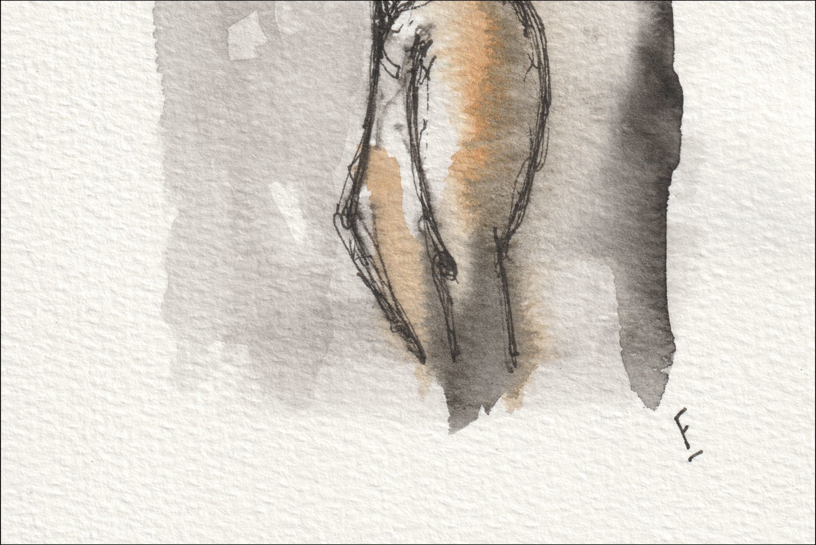 Figurative Female Watercolour And Ink Painting, Original contemporary Wall Art - Image 3