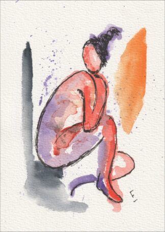 Abstract Female Painting. Original Watercolour And Ink Figurative Wall Art