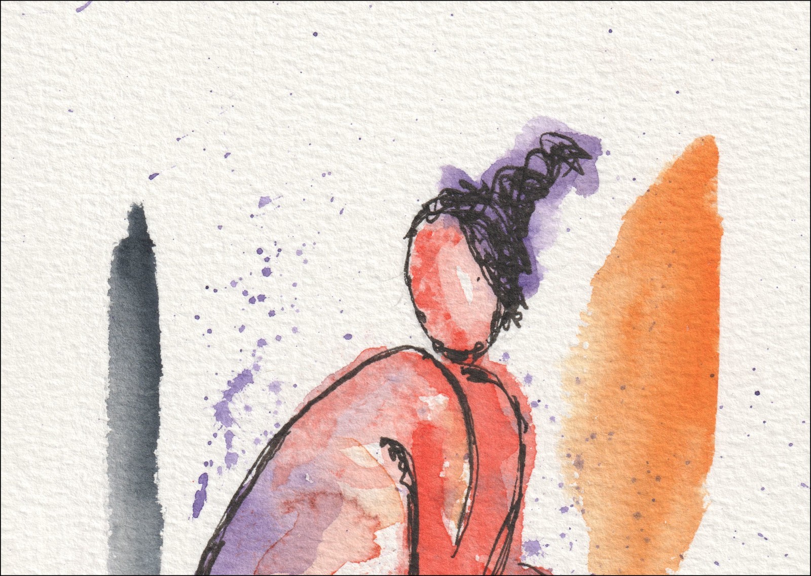 Abstract Female Painting. Original Watercolour And Ink Figurative Wall Art - Image 2