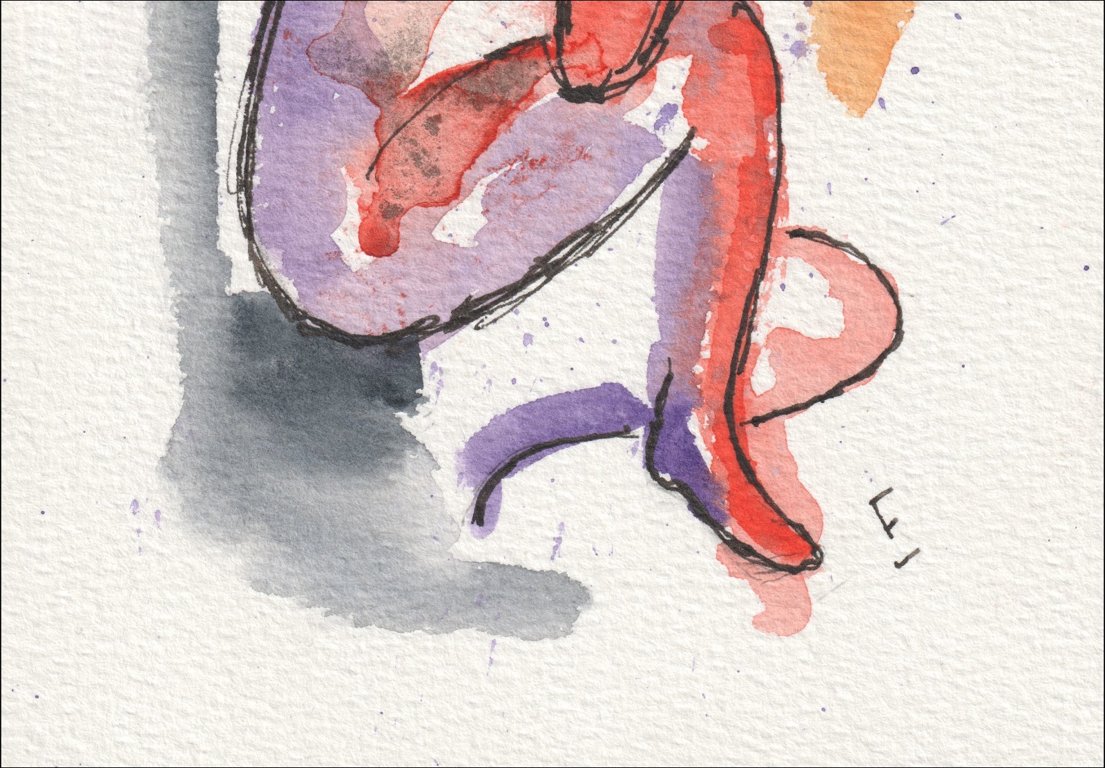 Abstract Female Painting. Original Watercolour And Ink Figurative Wall Art - Image 3