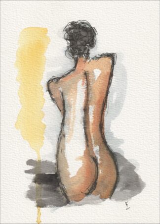 Figurative Female Sketch In Watercolour And Ink, Original Abstract Wall Art