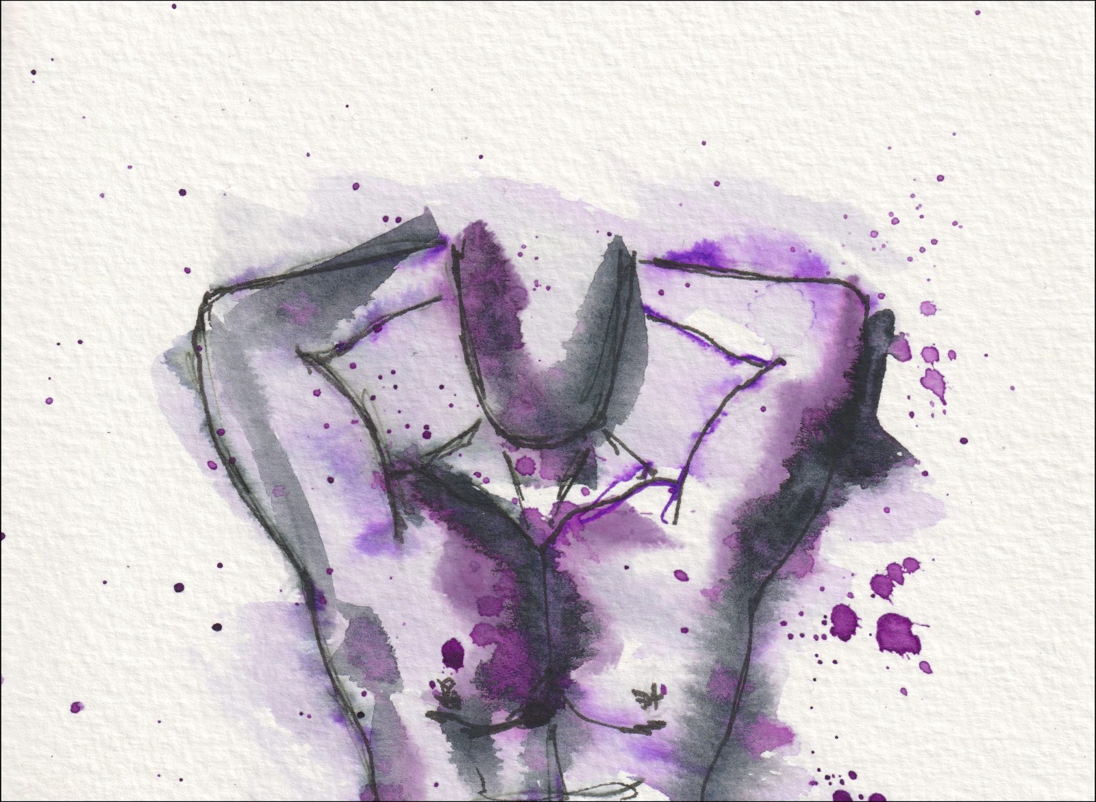 Figurative Male Painting, Watercolour And Ink, Original Signed Abstract Wall Art - Image 2