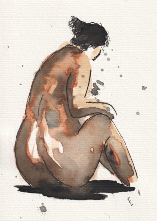 Female Figure Painting, Signed Original Feminine Wall Art In Watercolour And Ink