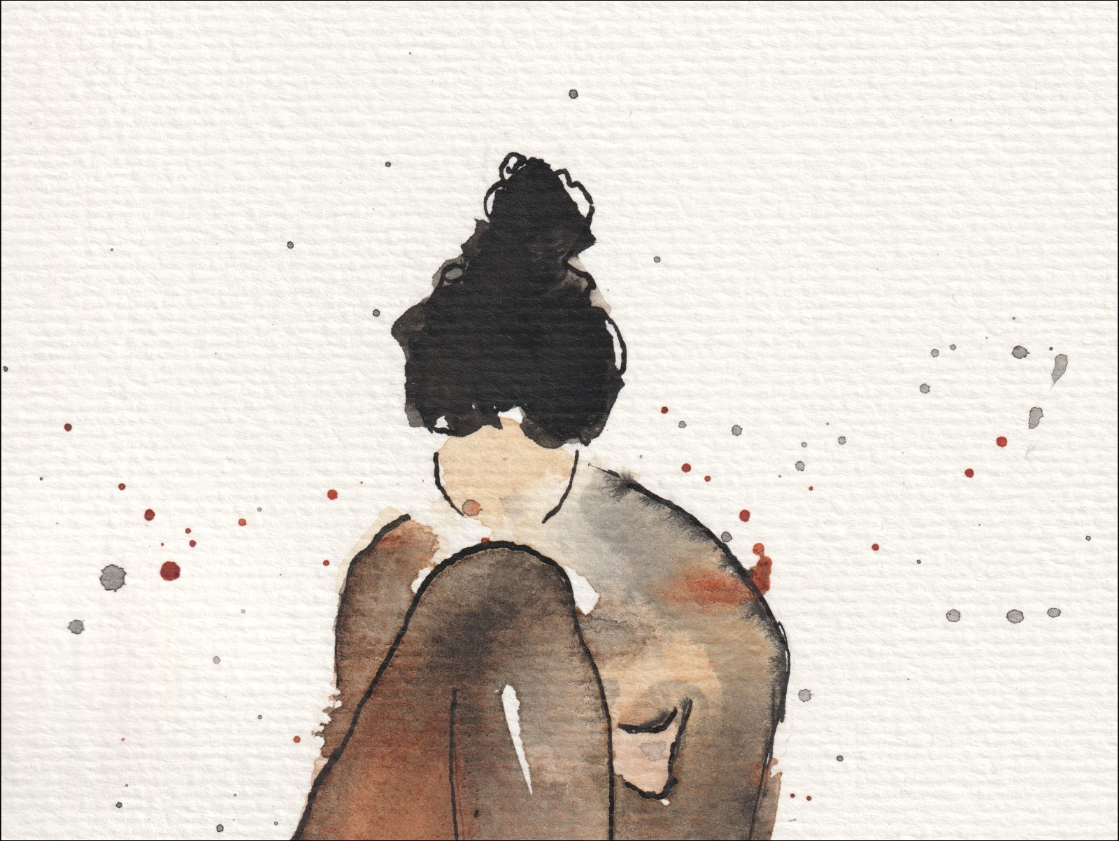 Female Figure Painting In Watercolour And Ink, Signed Original Feminine Wall Art - Image 2