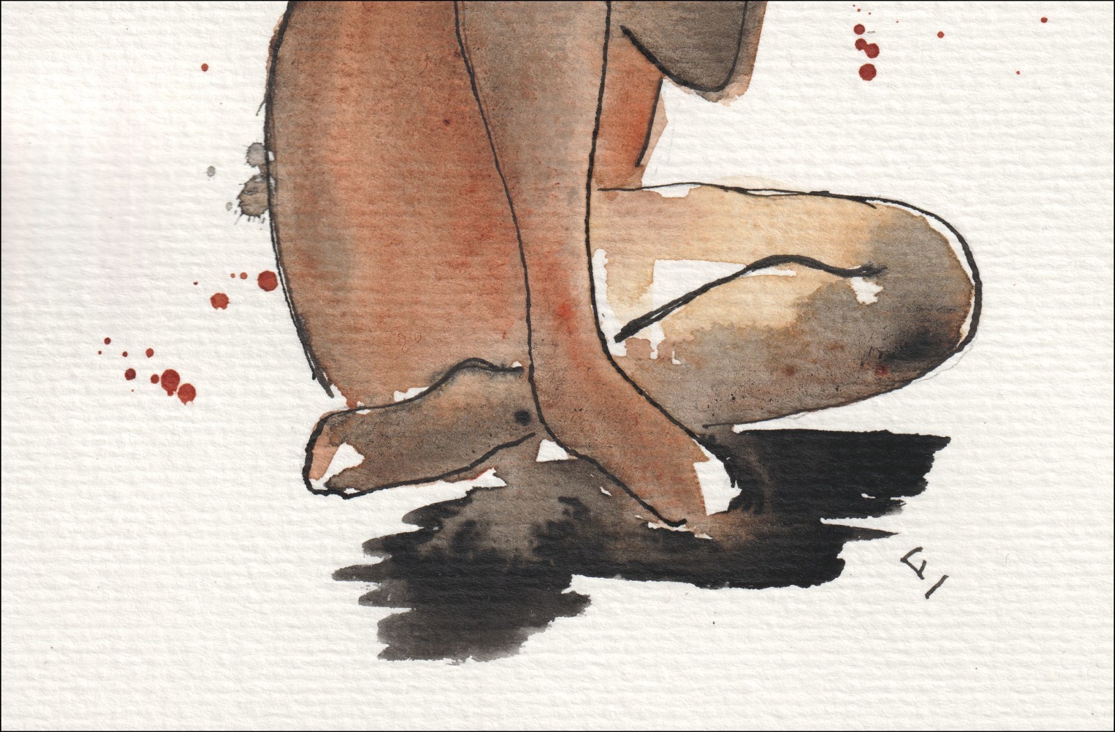 Female Figure Painting In Watercolour And Ink, Signed Original Feminine Wall Art - Image 3