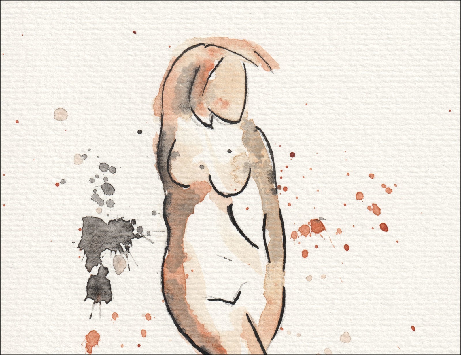 Figurative Female Painting In Watercolour And Ink, Original Feminine Wall Art - Image 2