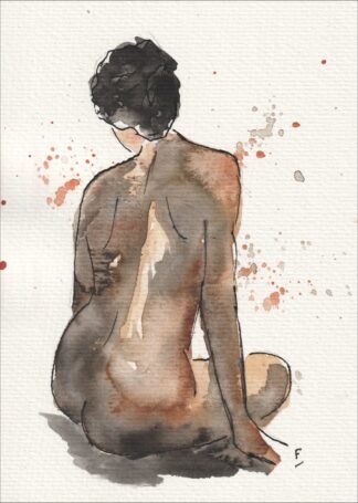 Figurative Sketch Of A Female In Watercolour And Ink, Original Feminine Wall Art
