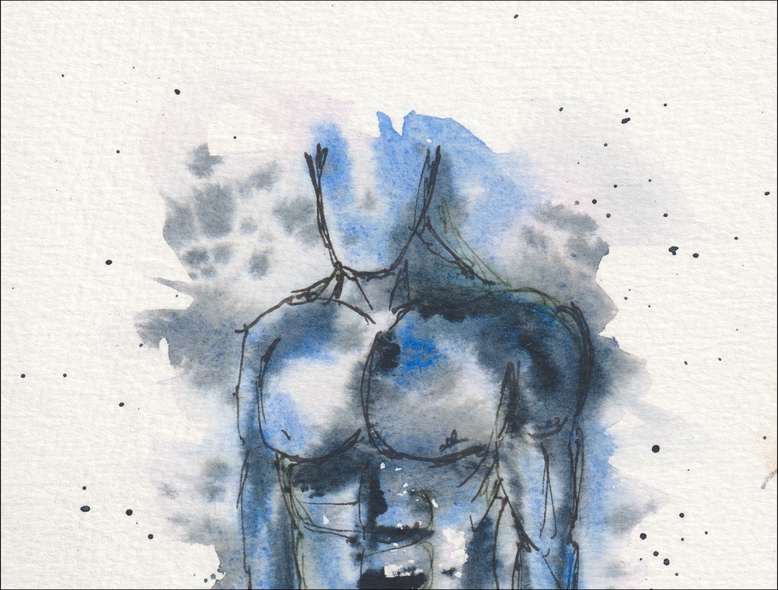 Painting Of A Male Figure In Watercolour And Ink, Original Signed Wall Art - Image 2