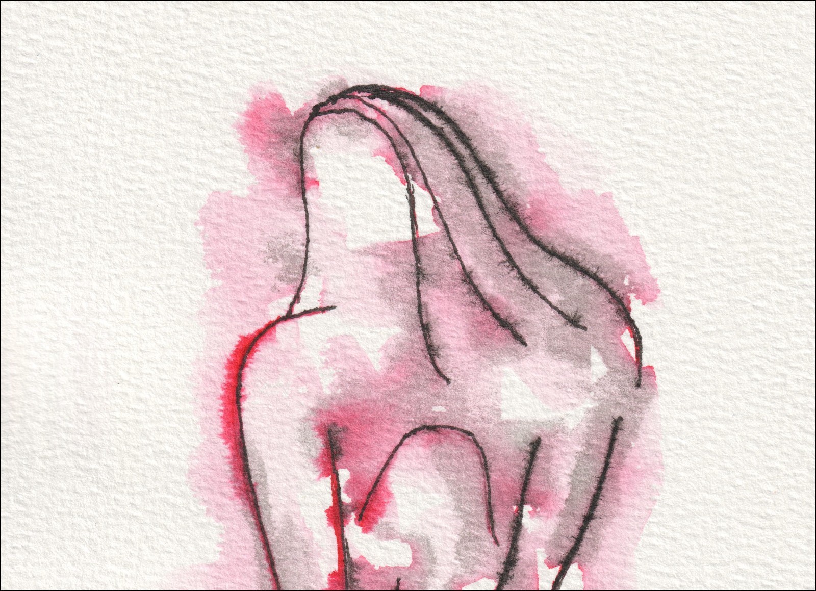 Female Abstract Figure Painting In Watercolour And Ink, Feminine Wall Art - Image 2