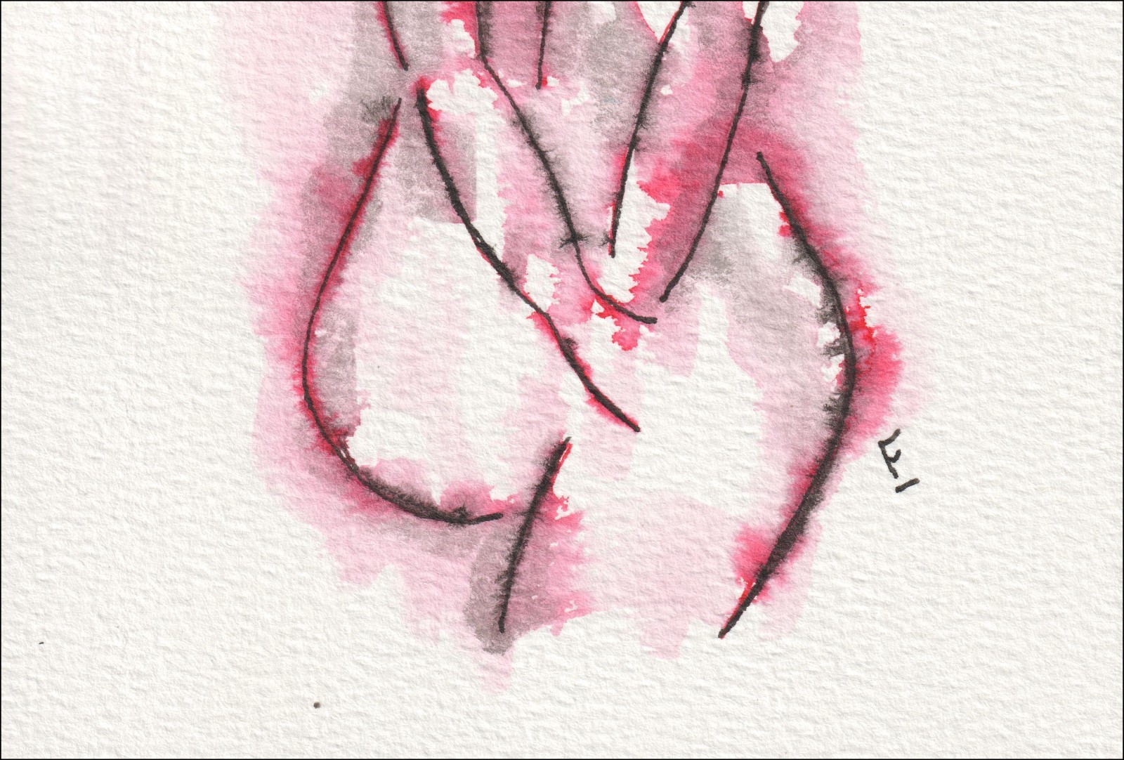 Female Abstract Figure Painting In Watercolour And Ink, Feminine Wall Art - Image 3