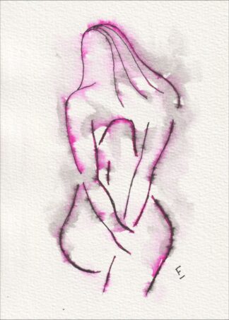 Figurative Abstract Female Painting In Watercolour And Ink Contemporary Wall Art