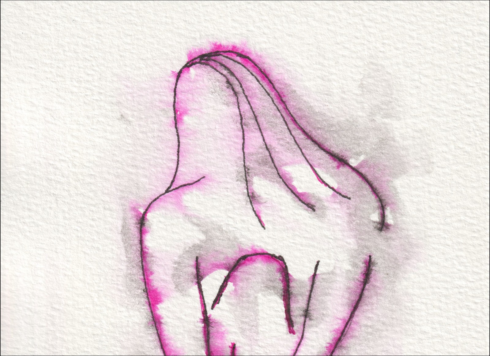 Figurative Abstract Female Painting In Watercolour And Ink Contemporary Wall Art - Image 2