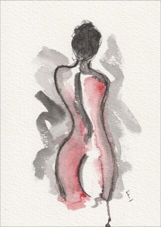 Female Figure Painting, Original Watercolour And Ink Feminine Abstract Wall Art