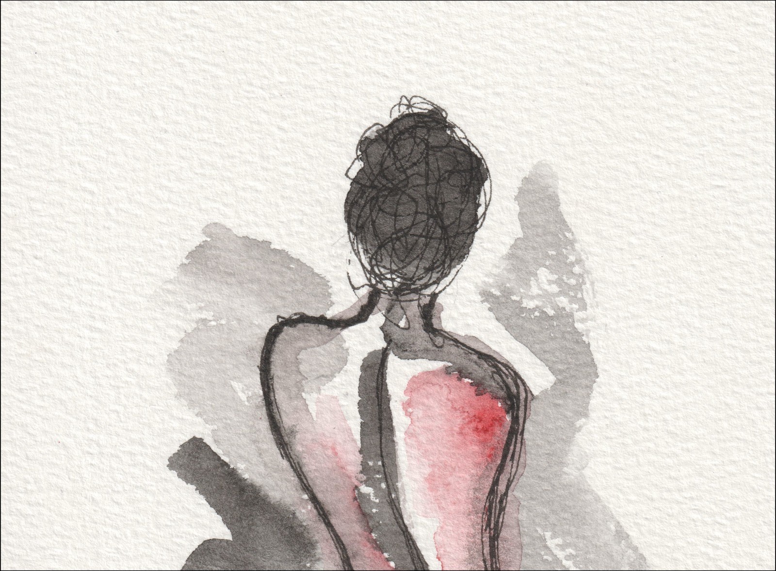 Female Figure Painting, Original Watercolour And Ink Feminine Abstract Wall Art - Image 2