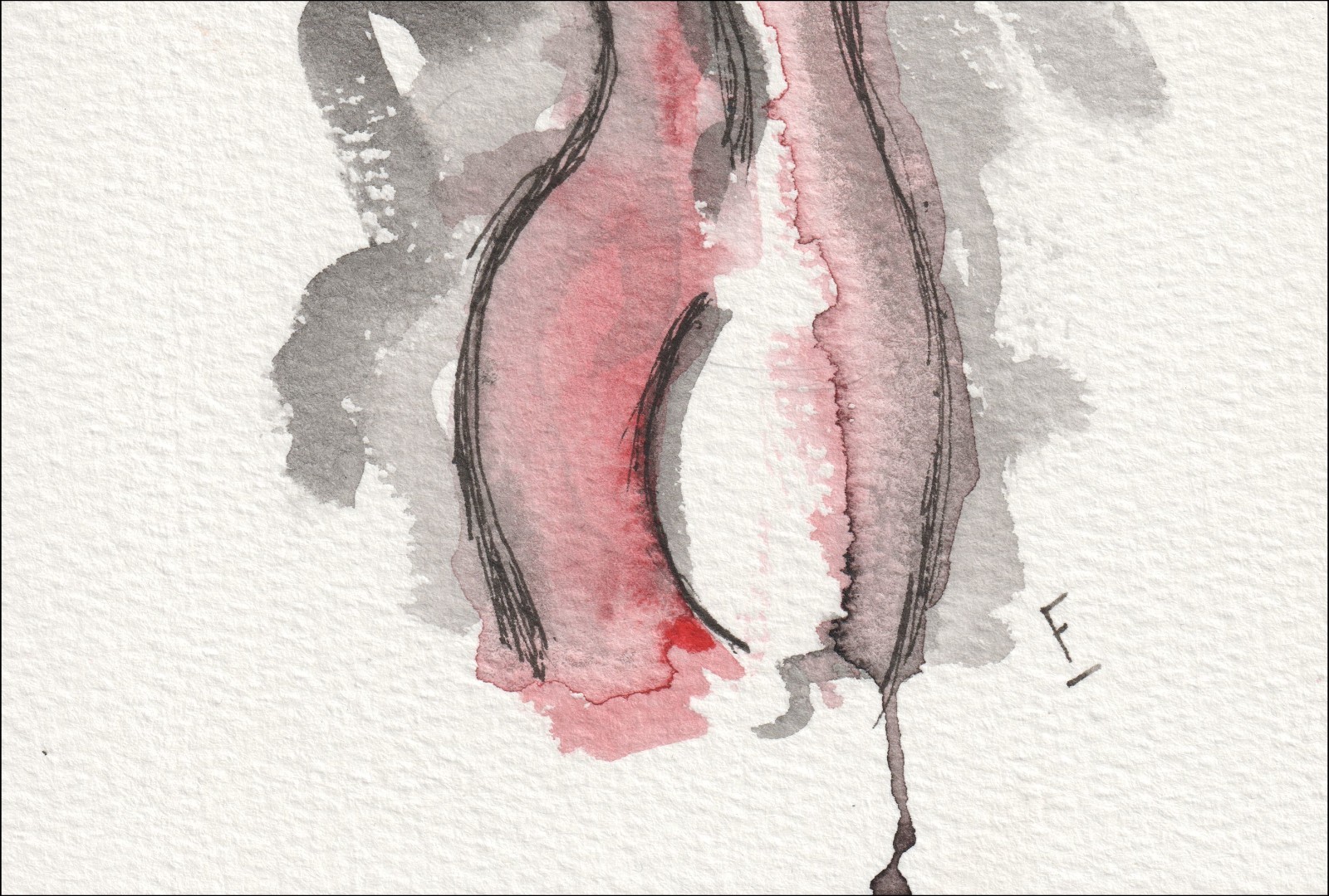Female Figure Painting, Original Watercolour And Ink Feminine Abstract Wall Art - Image 3