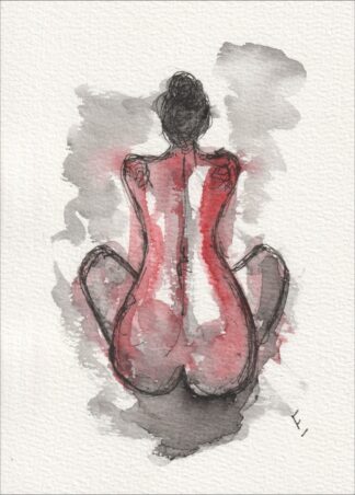 Original Figure Painting Of A Woman In Watercolour And Ink, Abstract Wall Art