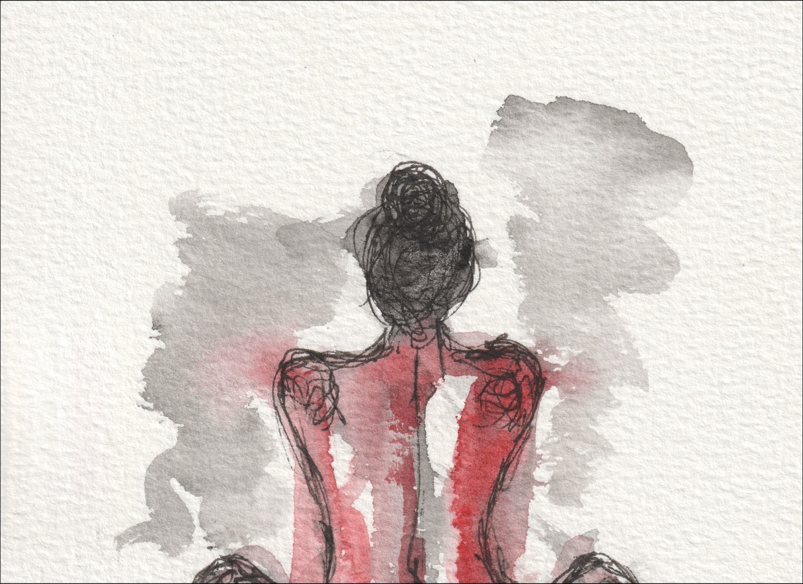 Original Figure Painting Of A Woman In Watercolour And Ink, Abstract Wall Art - Image 2