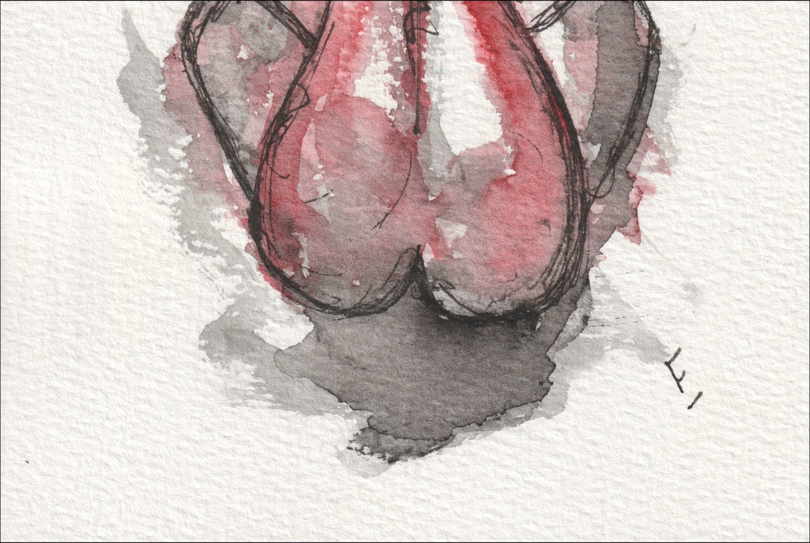 Original Figure Painting Of A Woman In Watercolour And Ink, Abstract Wall Art - Image 3