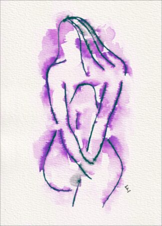 Abstract Female Figure Painting In Watercolour And Ink, Contemporary Wall Art