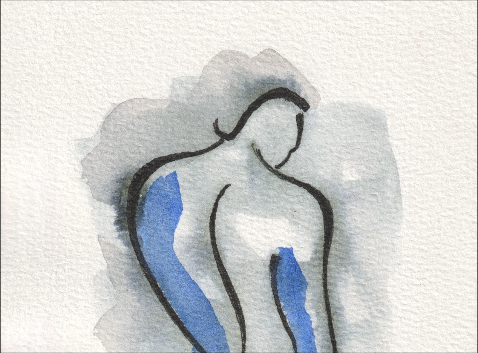Figurative Male Painting, Watercolour And Ink, Original Signed Abstract Wall Art - Image 2