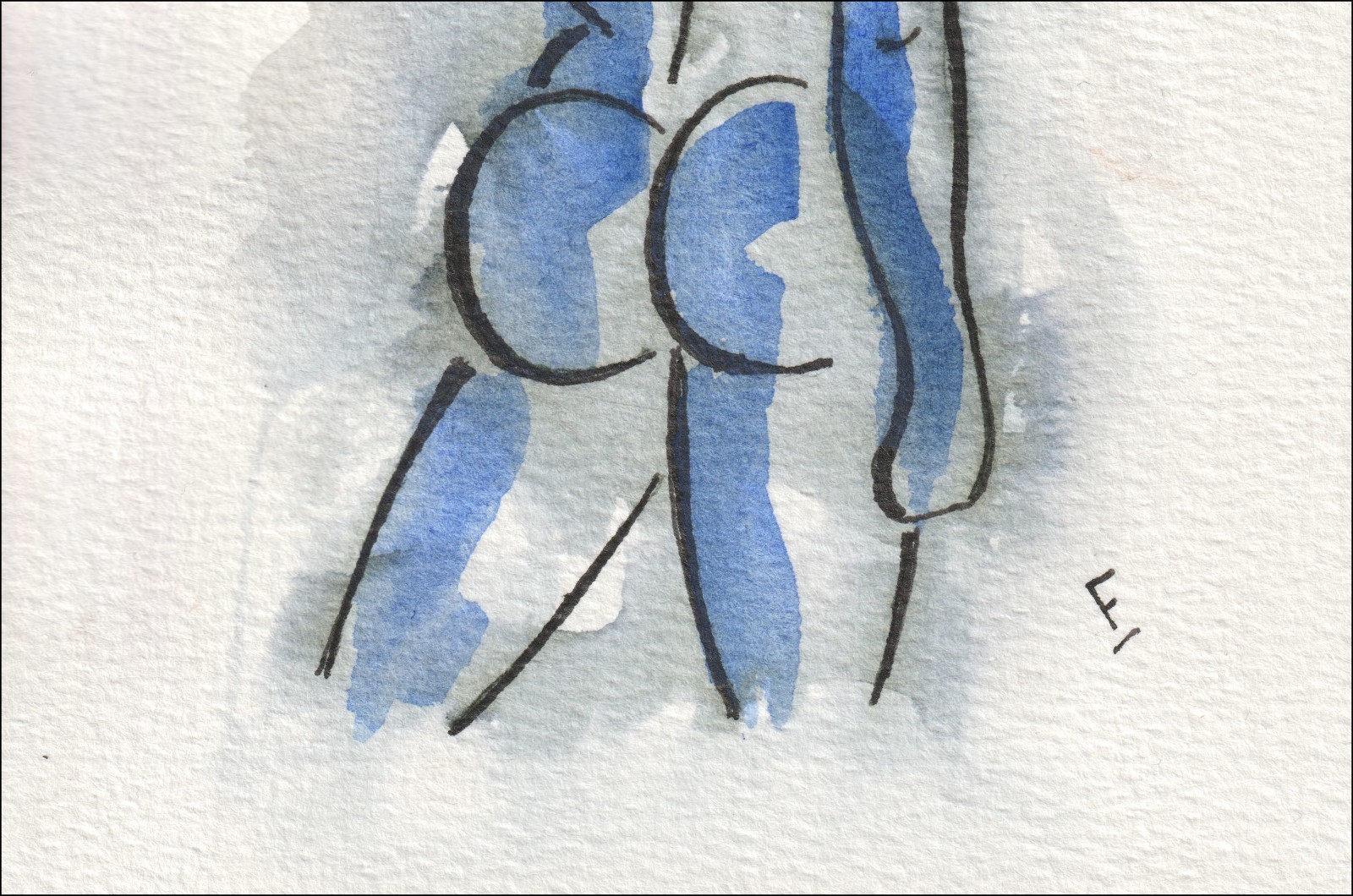 Figurative Male Painting, Watercolour And Ink, Original Signed Abstract Wall Art - Image 3