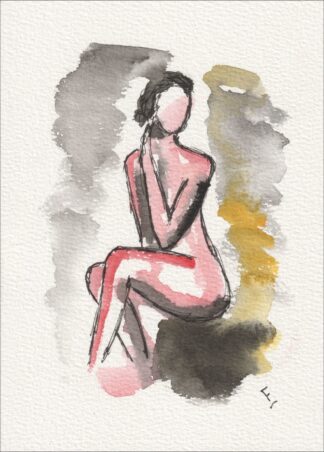 Painting Of A Woman In Watercolour And Ink, Figurative Contemporary Wall Art